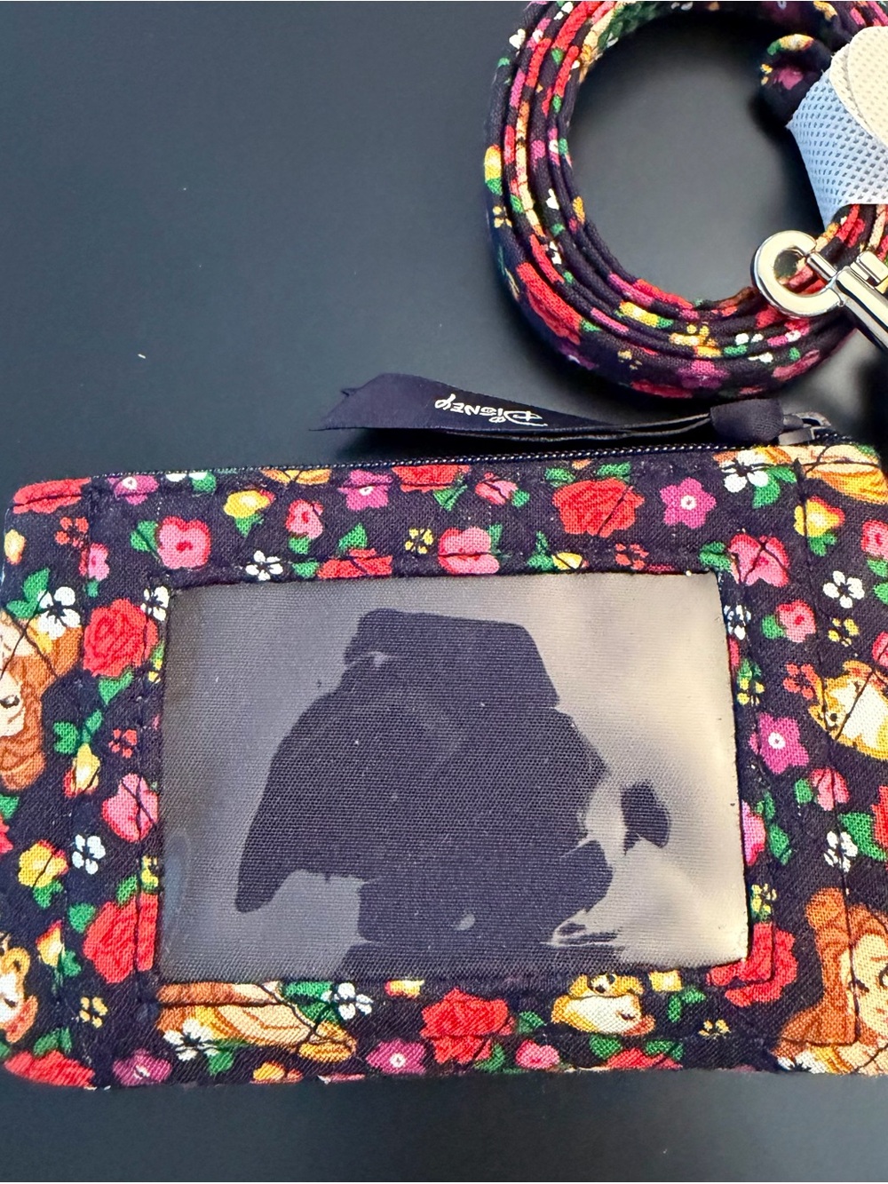 Vera Bradley Disney Zip ID Case Lanyard Belle Rose Floral ~ NWT - Picture 3 of 5
